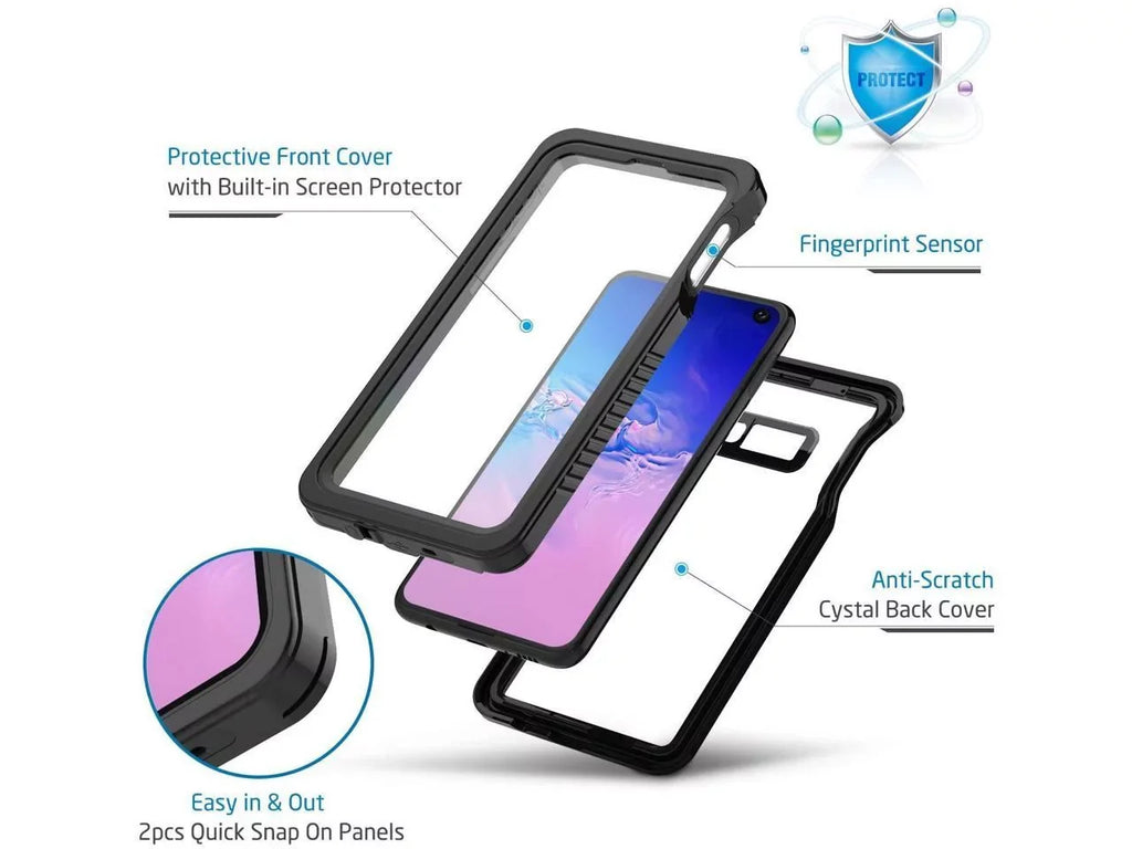 Underwater Sealed S10e Galaxy Built-in IP68 Waterproof Case, Full for Protector, Shockproof Dustproof Cover S10e with Screen Protective Body Case Clear