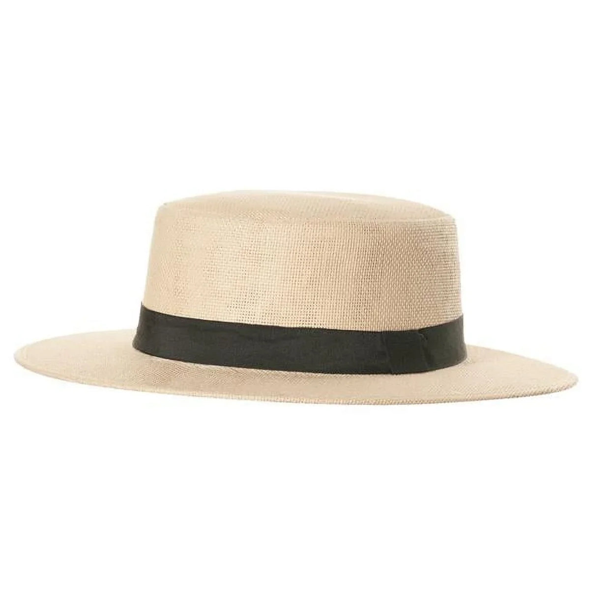 Straw One Black Band Hat - with dimension Adult
