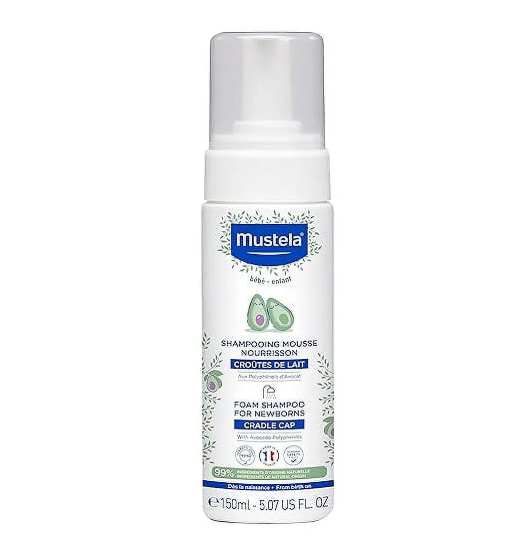 Natural - Cradle with Foam Shampoo Avocado Tear-Free Fragrance-Free - Mustela Newborn oz. Baby 5.07 - fl. for Shampoo & Cap