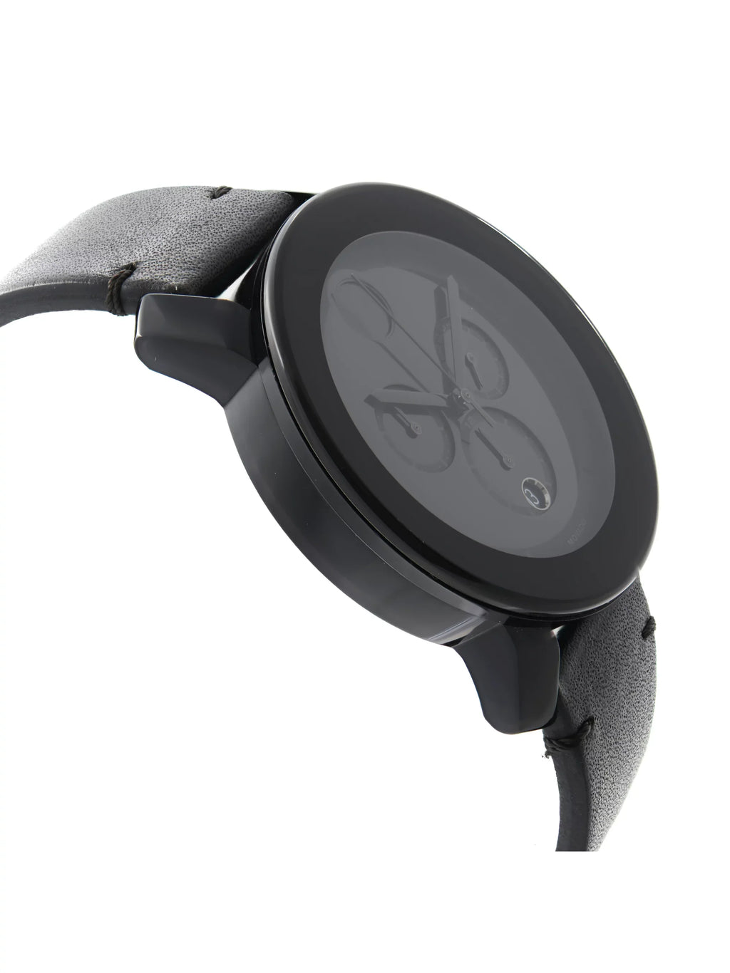 Quartz Movado 3600337 Chronograph Mens Watch Black Dial Bold Steel Ion-Plated