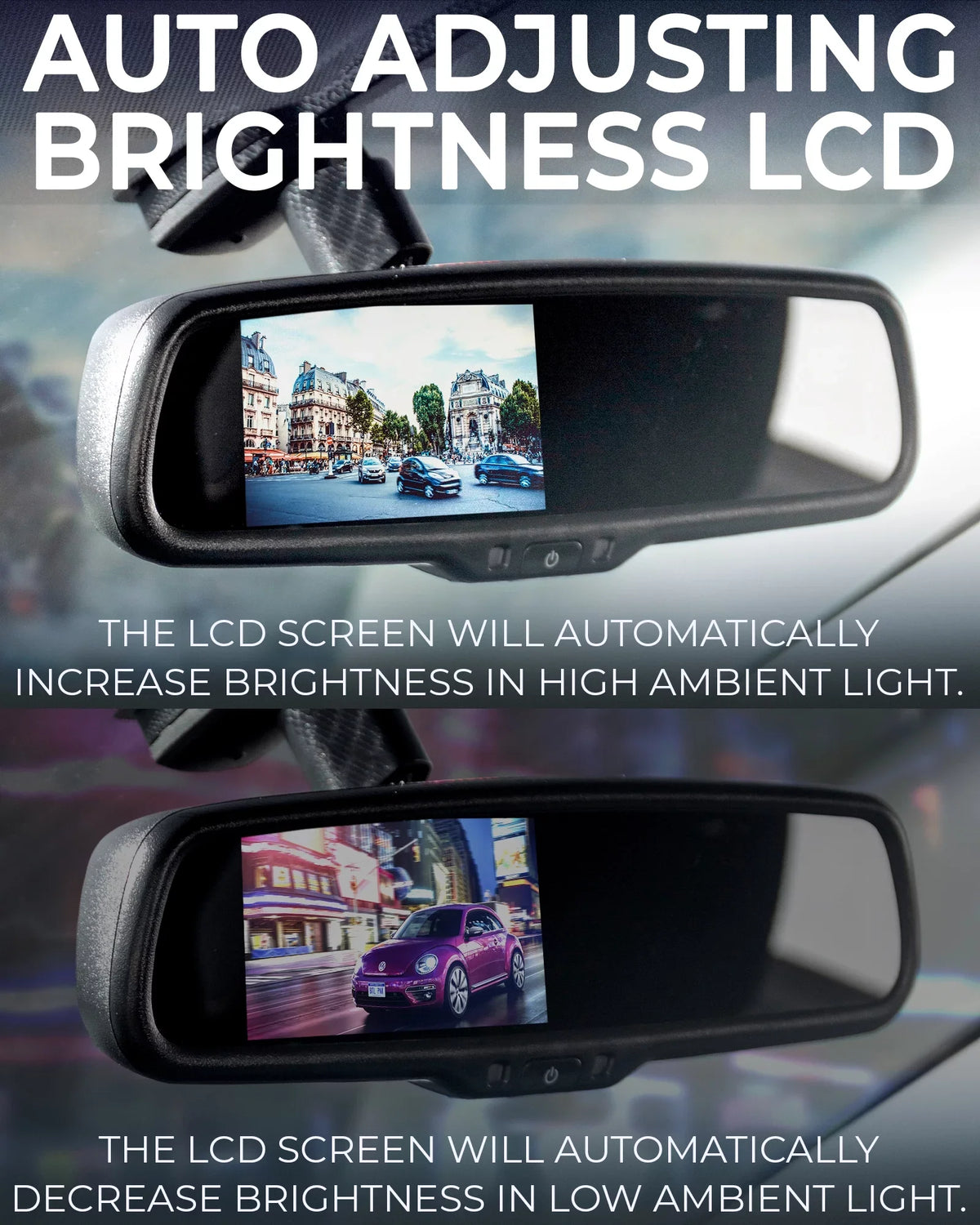 with OEM Ultra Rear OnStar Cars View Mirror Compatibility for Universal Auto-Adjusting 4.3" LCD, Bright Tailgaters and All Buttons, Master