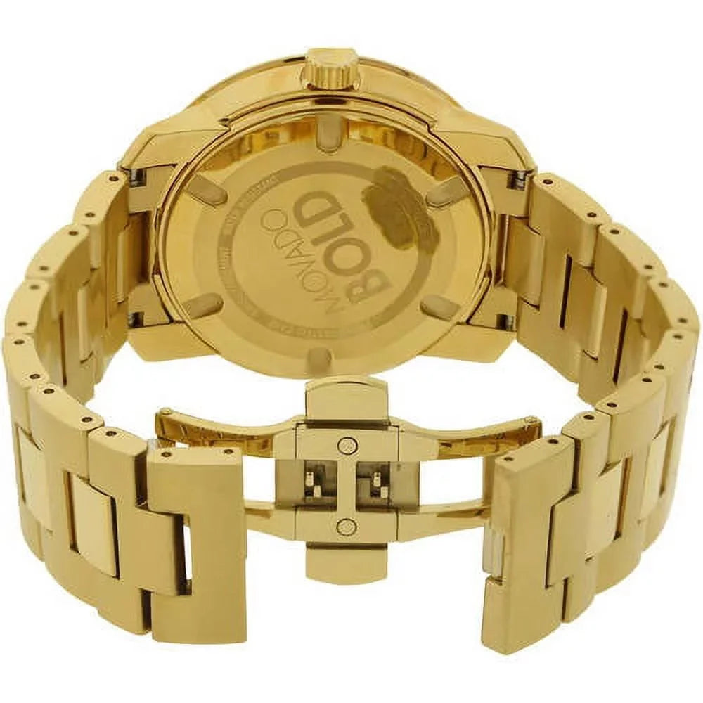 42.5mm Large Movado Analog Bold Gold Watch 3600258 Dialed