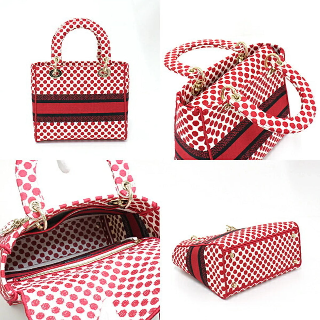 Medium Amour x Dot Pre-Owned Christian Mini Red Polka Canvas Bag Lady (Like Light New) Dior M0565OBBE_933U Handbag D-Lite Shoulder DIOR Dior Dee
