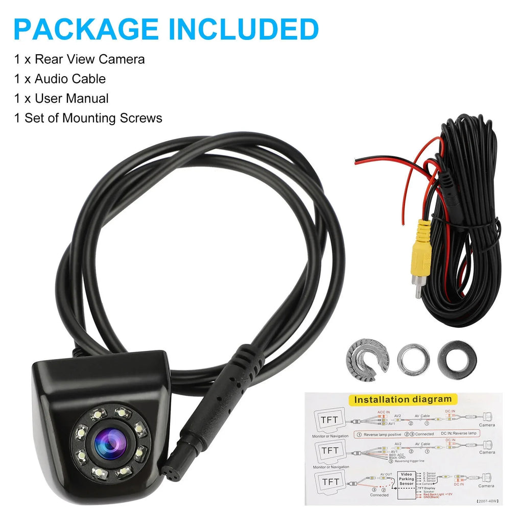 Night Vision Reverse Rear View Parking Waterproof HD 8LED Car Camera Backup 170°