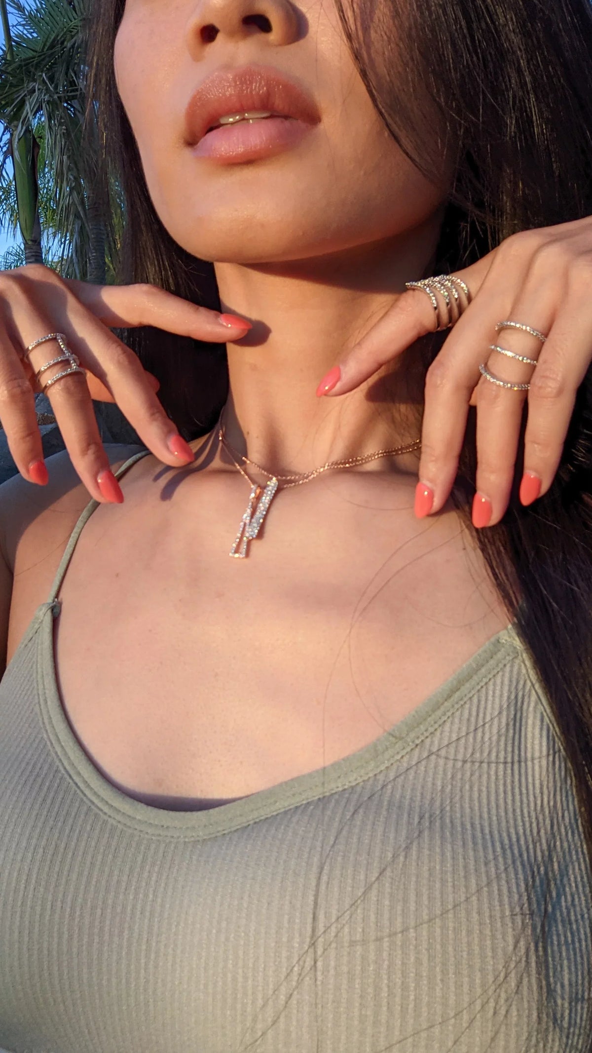 Necklace Gold for Accented Women, Cubic Bar Blue Teens Rose Plated Vertical Inc Zirconia Box Pendant Boutique