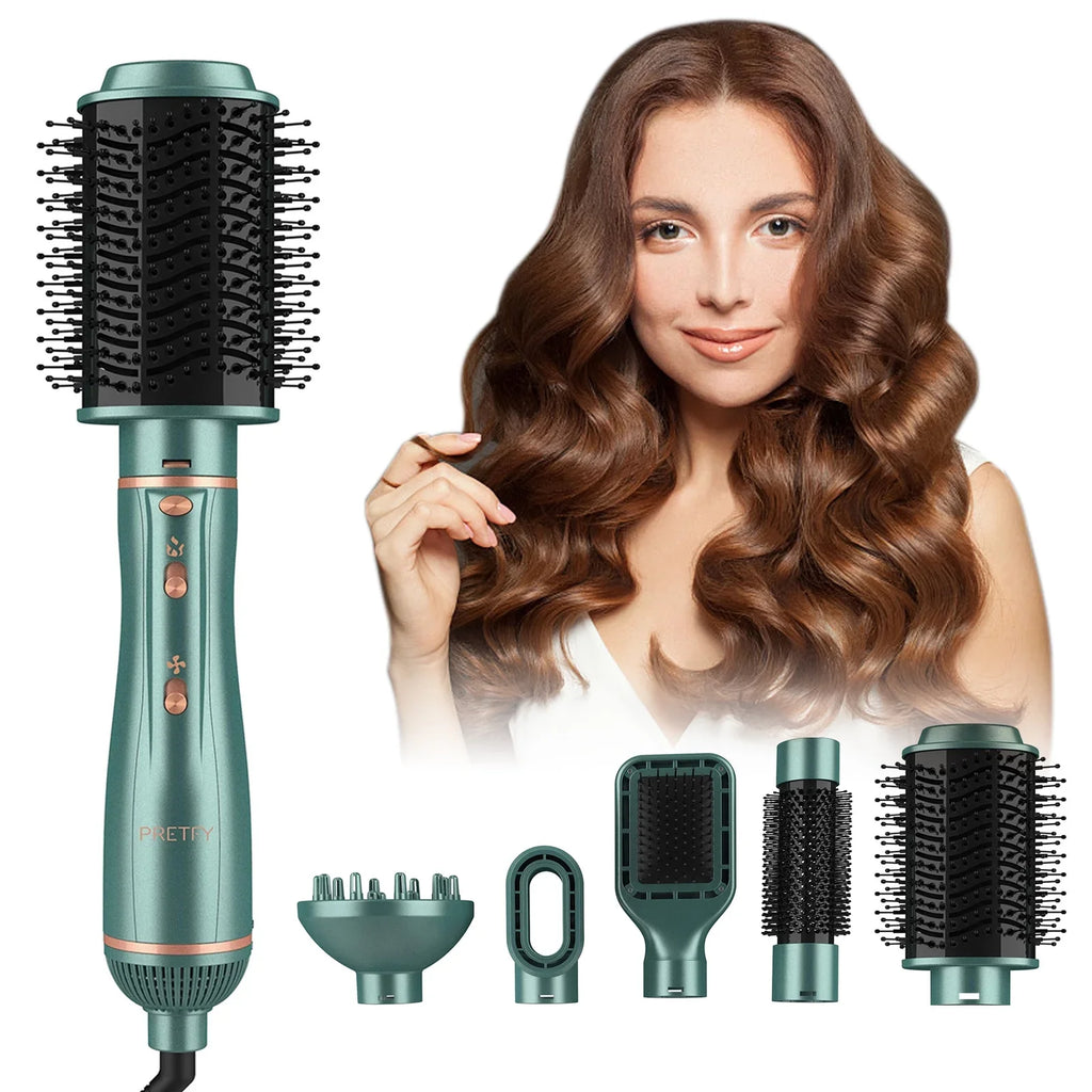 Drying/ Straightening/ Brush Set in Brush, Curling/ Air Hot Blow Ion Styling Dryer Styler Volumizer, 5 Detachable Hair & Hair Pretfy Negative for 1 Dryer
