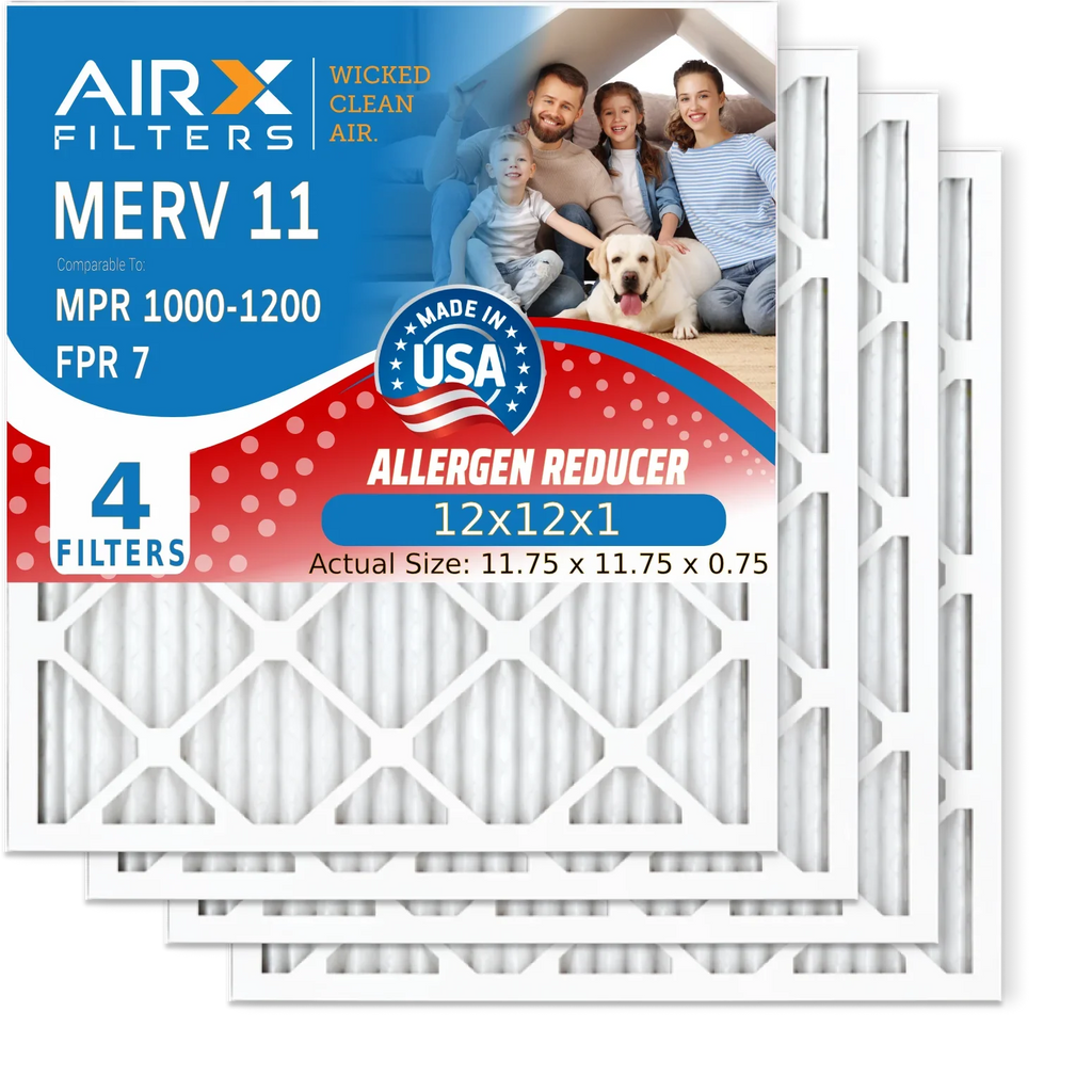 Furnace 12x12x1 WICKED Comparable MPR Pleated Electrostatic HVAC Air Air Filter FPR to 12x12x1 MERV & USA Conditioner FILTERS 1000, Premium MPR Made by AIRX 4 Pack 1200 CLEAN 7 Filters Filter AIR. 11