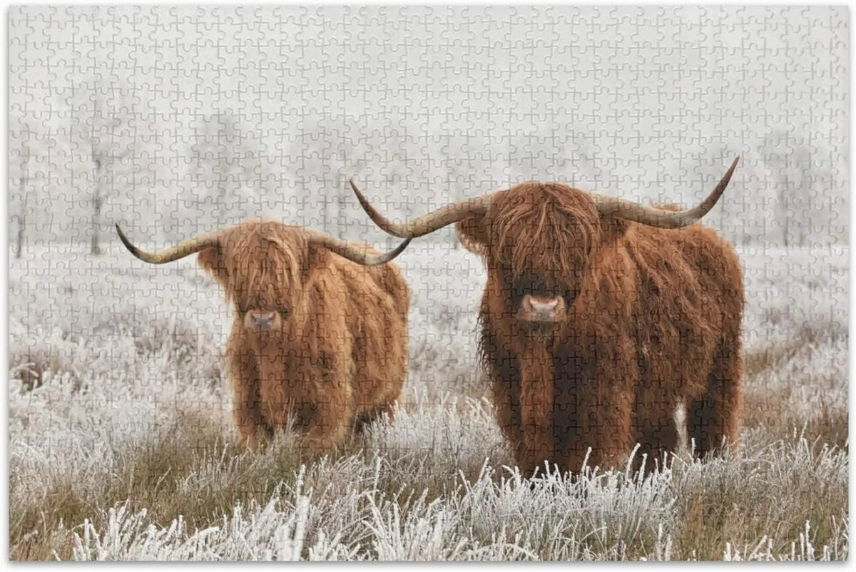 Exercise Brain for Scottish Cow Pieces Wooden Challenging Gift Family Fun 500 Highland Game Adults, Puzzles Jigsaw Grandparents Jigsaw Puzzle Parents Friends for Creative