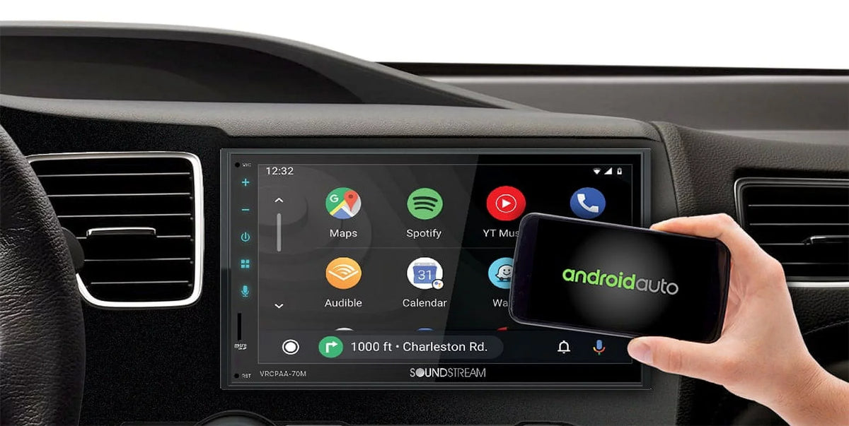 7" DIN Double Soundstream VRCPAA-70M Android Black & +Camera Bluetooth CarPlay