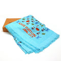 JONAS Pre-Owned blue Wood M76053 silk 40% stole Jonas (Like 60% New) shawl wool WOOD basketball/flower/pot monogram