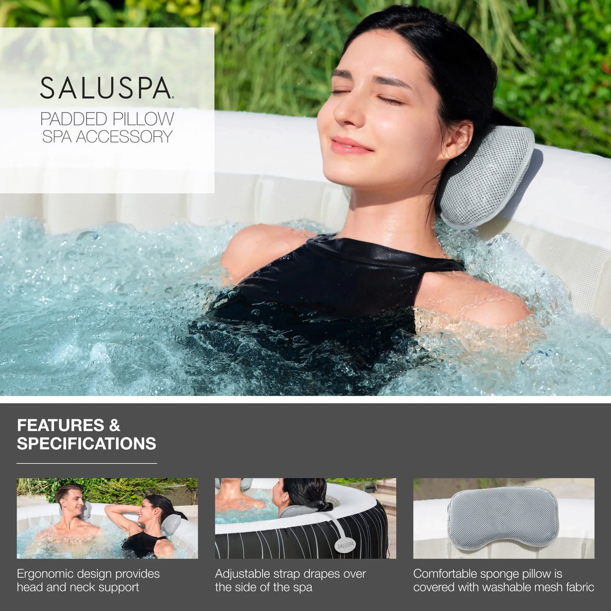 4 SaluSpa & Headrest St Bestway 4 Spa Hot w/Set Seat Pillows Moritz Tub of