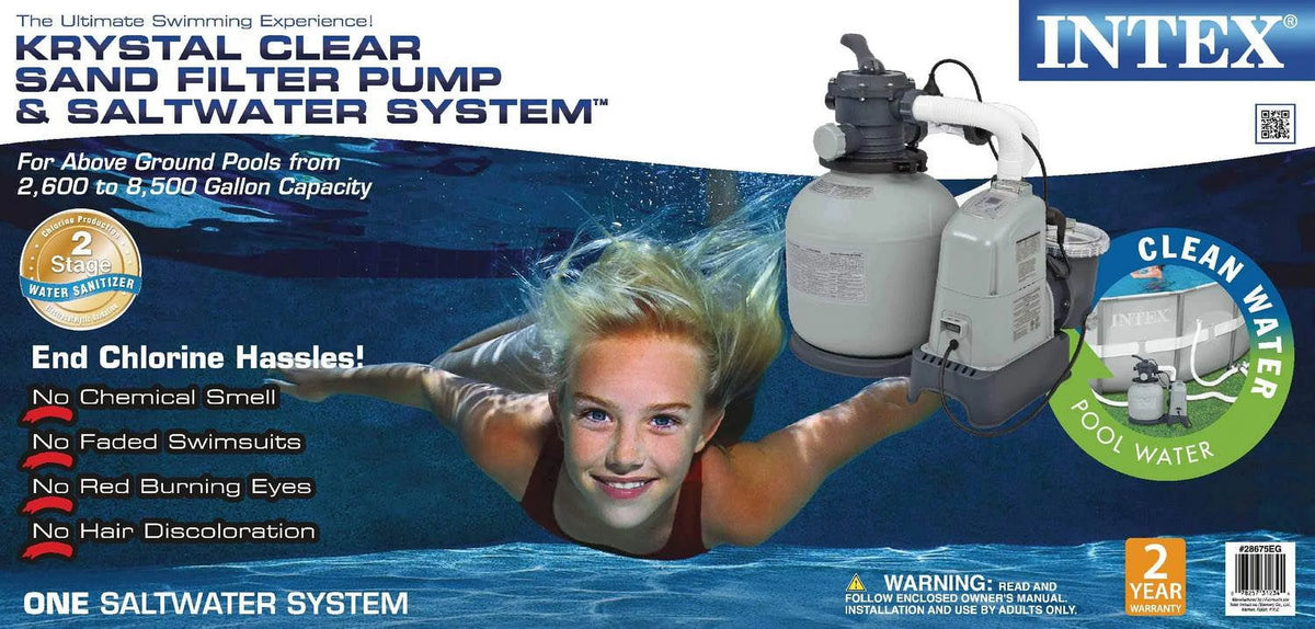 System Above Saltwater Intex Set Filter Sand GPH 1600 & Pump Pools Ground for