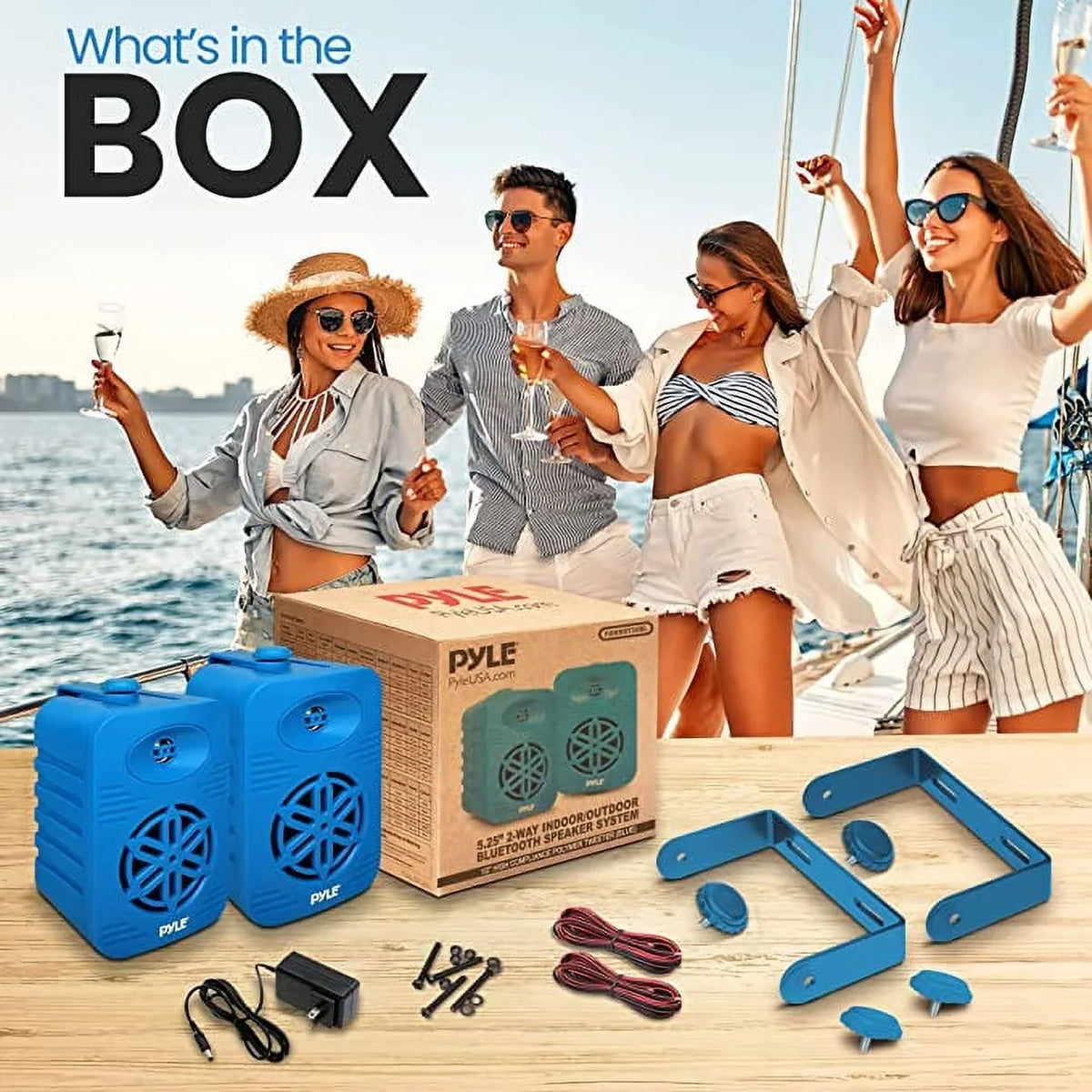 Dual Boat, Full System Tweeter-Home, Pair-500 1/2” Speakers 5.25” Speaker exterior PDWRBT56BL Watt Compliance w/ Indoor Waterproof Marine,Deck,Patio,Poolside Range 2-Way PyleUsa High Polymer Bluetooth