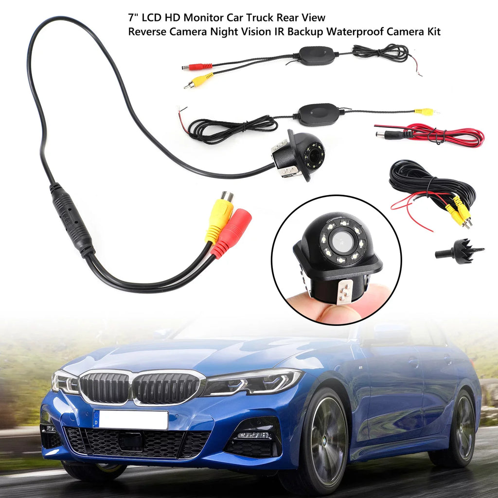 Reverse View CMOS Car Night Camera Kit Backup 170° HD 8 Rear View LED Wireless