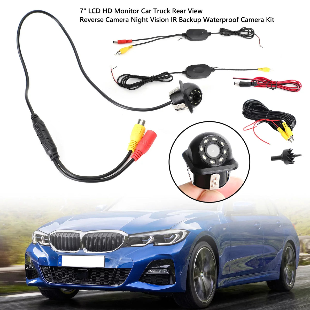 Reverse View CMOS Car Night Camera Kit Backup 170° HD 8 Rear View LED Wireless