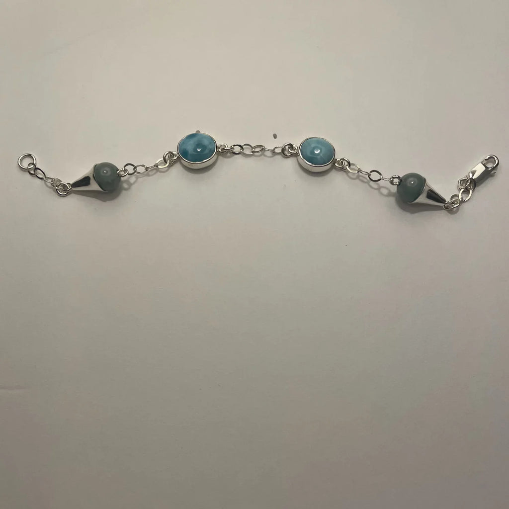 Silver Larimar Sterling 925 Bracelet Handmade Jade and Women