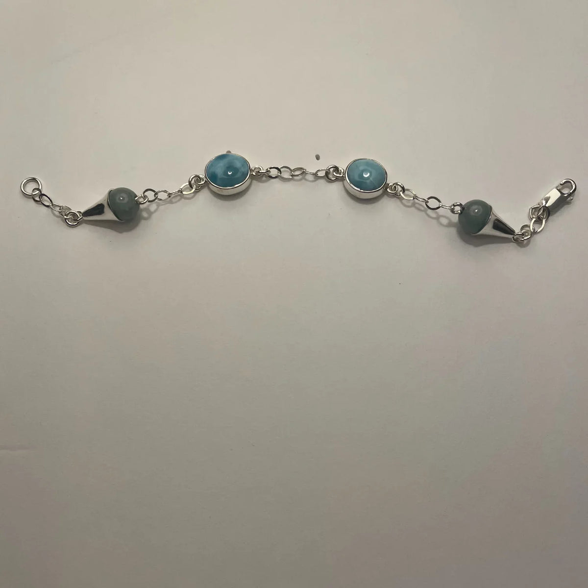 Silver Larimar Sterling 925 Bracelet Handmade Jade and Women
