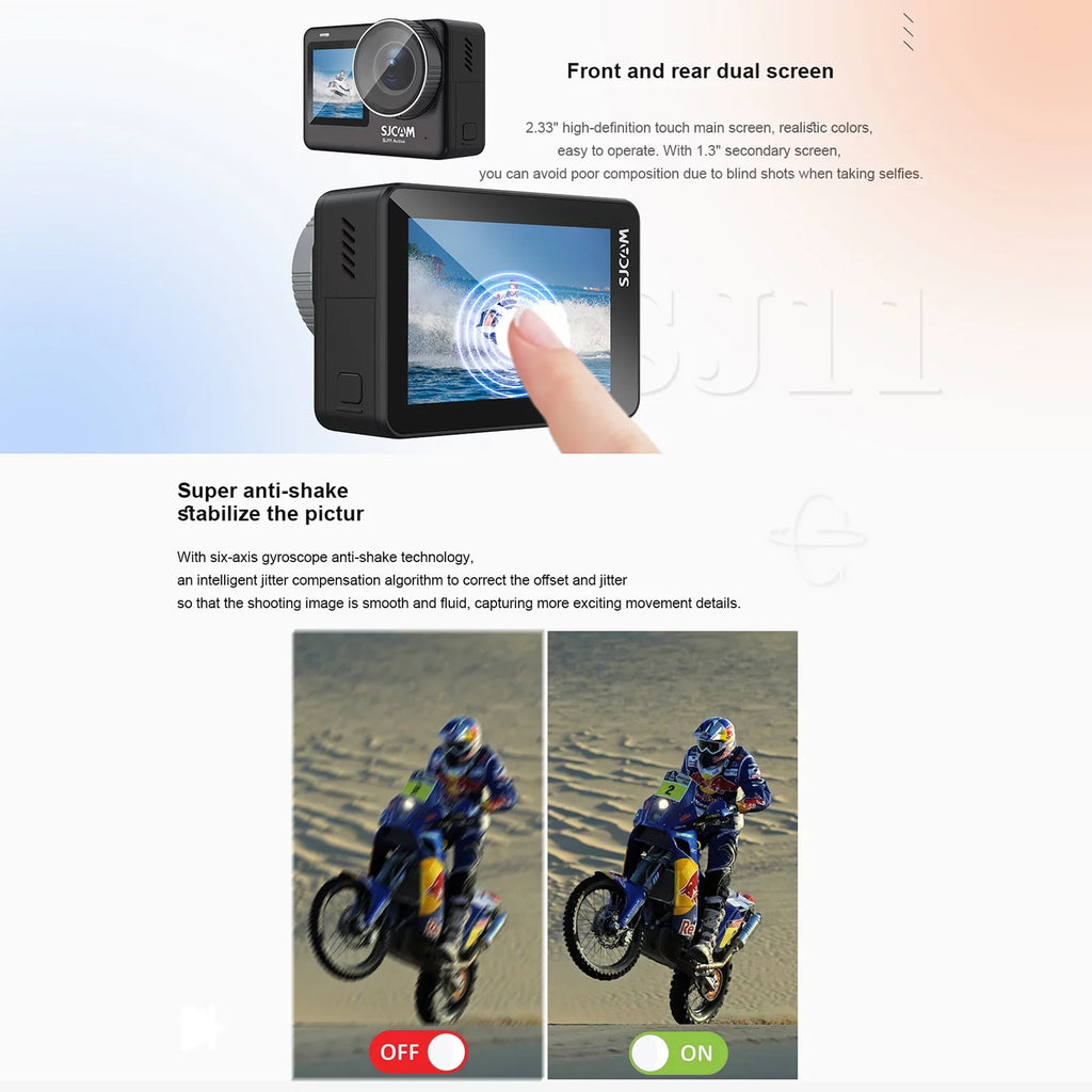 Camera Case Dual Streaming, Mini Anti-Shake, Supports Action 20MP, Screen, with Waterproof, SJ11Active Waterproof Live - and Adapters Comes