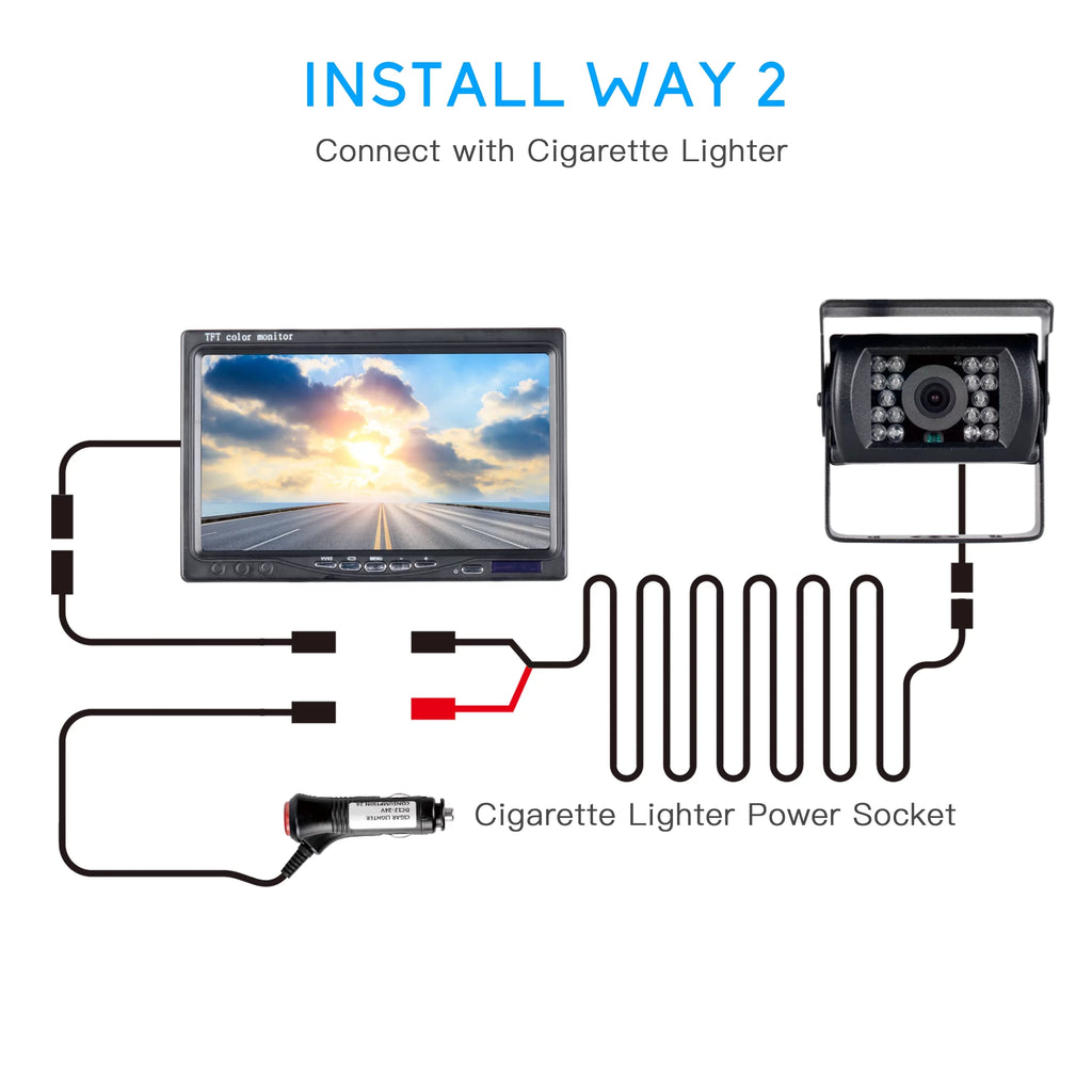 View Back 7’’ Waterproof Trucks, Reverse Kit, Cam with Monitor Rear Night Vision TOGUARD Cars, IR IP67 Vision Camera Backup Night Camping Vans, with CA711 LCD up RVs for Rearview
