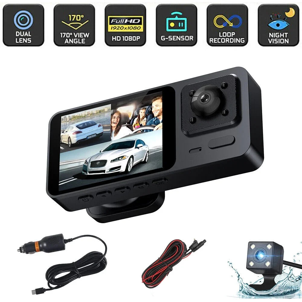 Cam Onemayship Camera Rear Lens DVR 3 Dash Recorder Inside G-Sensor Front 1080P Video Car