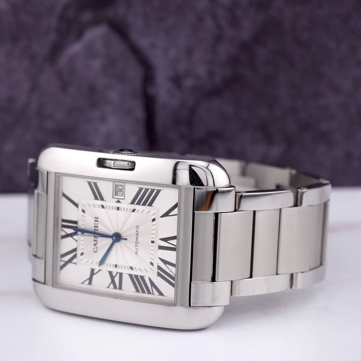 3507 Tank by Dial Watch Cartier 49mm Silver Mens Stainless Anglaise 37mm Steel