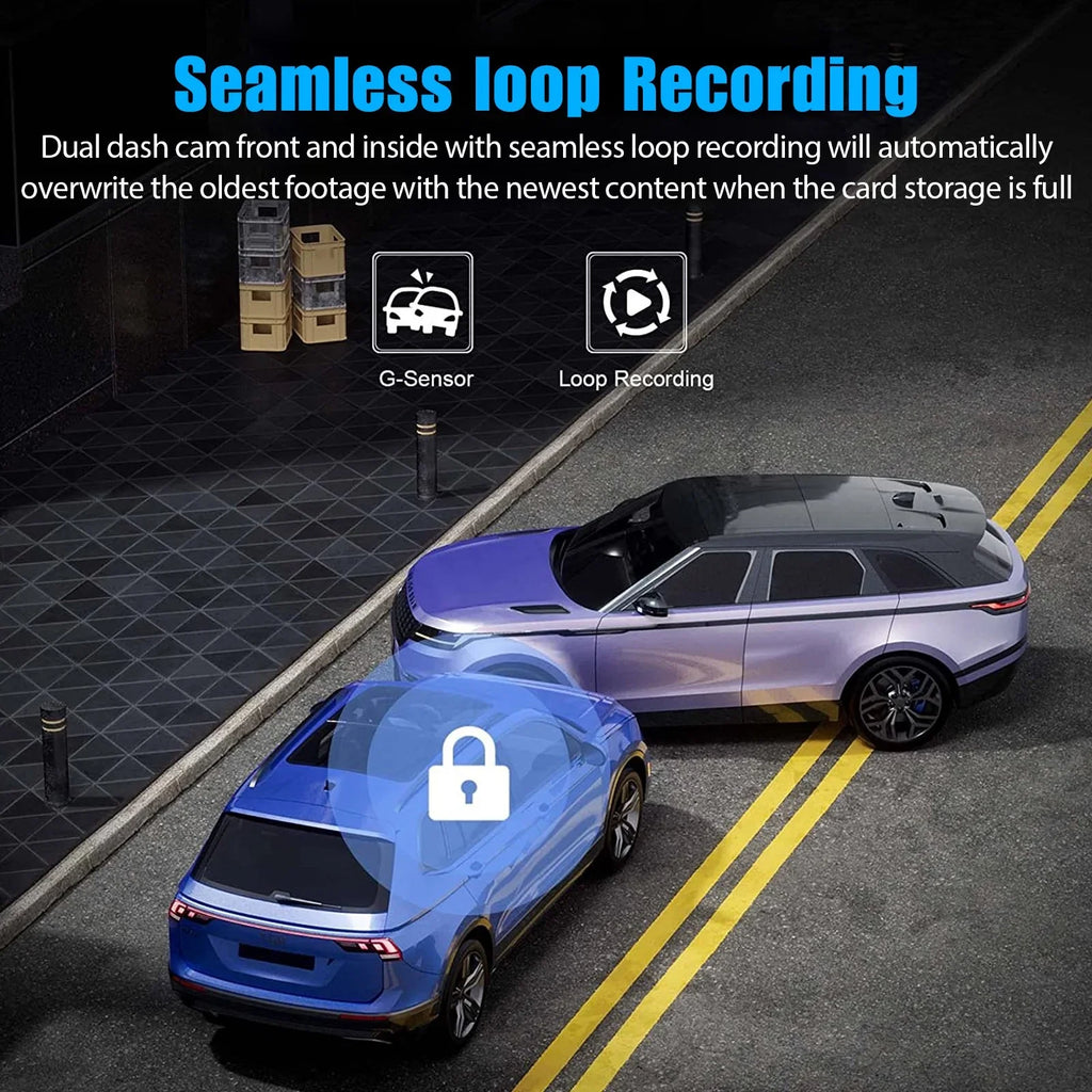 Loop Channel Monitor Three and G-Sensor, Inside Dash 3 HD Cam Way for Vision, W/IR Front 1080P Rear Full W/32GB Night Recording, TF Cars, Car Dash Camera Card, Parking Triple Dashcam Camera