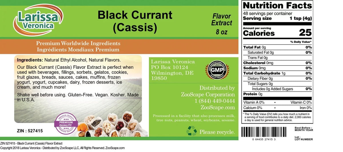 Currant Currant oz, 1-Pack, Larissa Extract, (Black Flavor (Cassis), Zin: (Cassis) Veronica 8 527415) Black