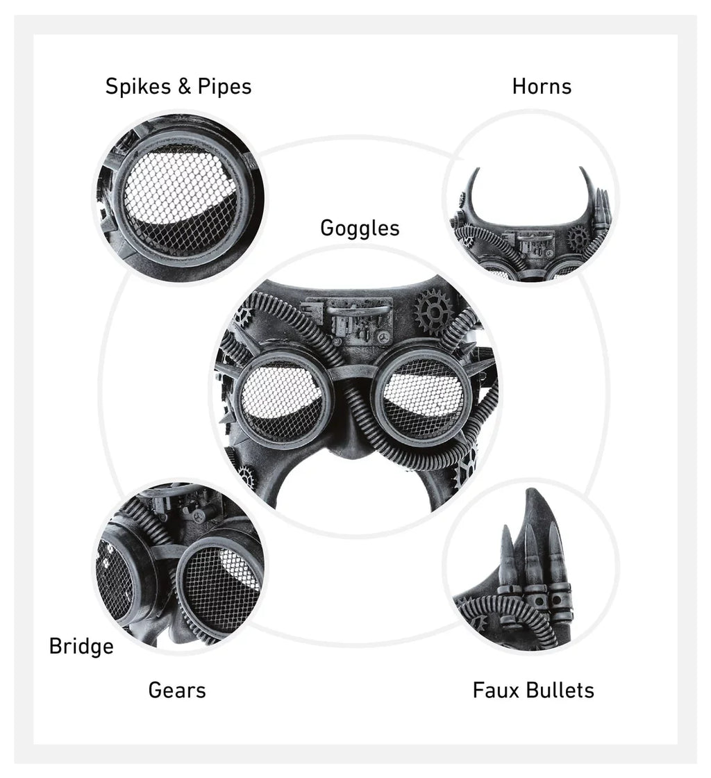 Silver Robot - Steampunk Goggle Gladiator Studio Mask Attitude Costume Half Face
