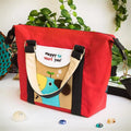 Bag Blue 4.1 Tote 9.6 in. Shoulder & Puppy Embroidered Applique Duffle Bag x - Travel 9.3 x Red Bag BE-23-RED