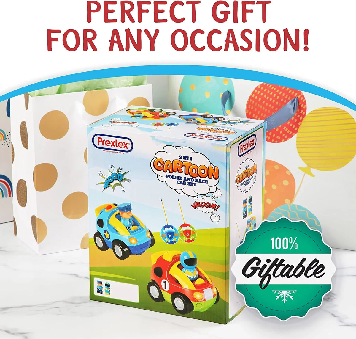 Gifts Race with Ages for Can Race Remote Boys, Cars So Toys Boys Prextex Different for 2-4 Car 2 Cartoon Car Both Pack - & Kids, Girls Police Toddler - RC Together Control | Frequencies and - Each