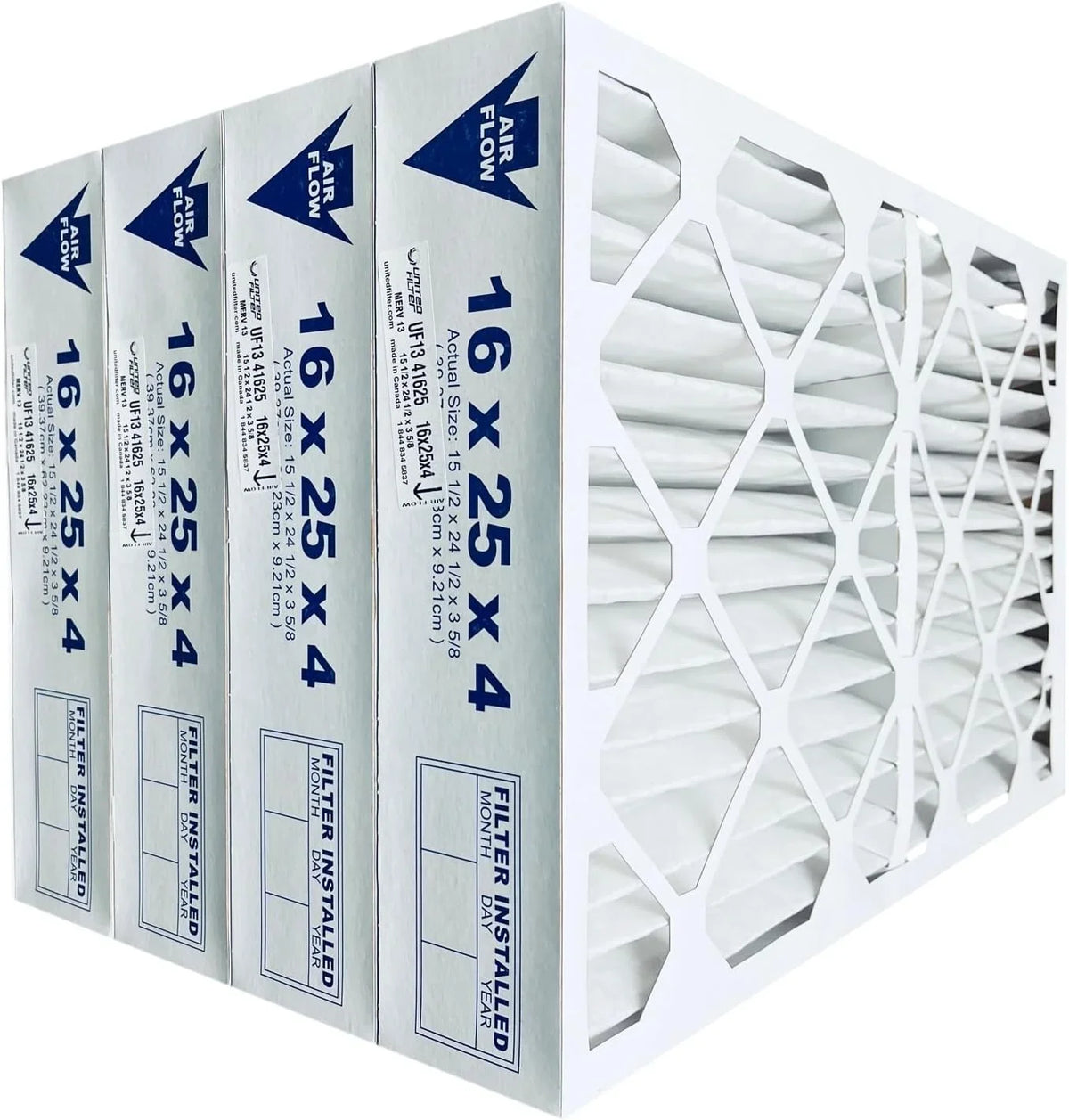 Smoke 4)- United (Case Filters Dust, Captures 13 of Air MERV Furnace 16x25x4 Mold Filter HVAC Pollen, Airborne & Spores Filter Bacteria,