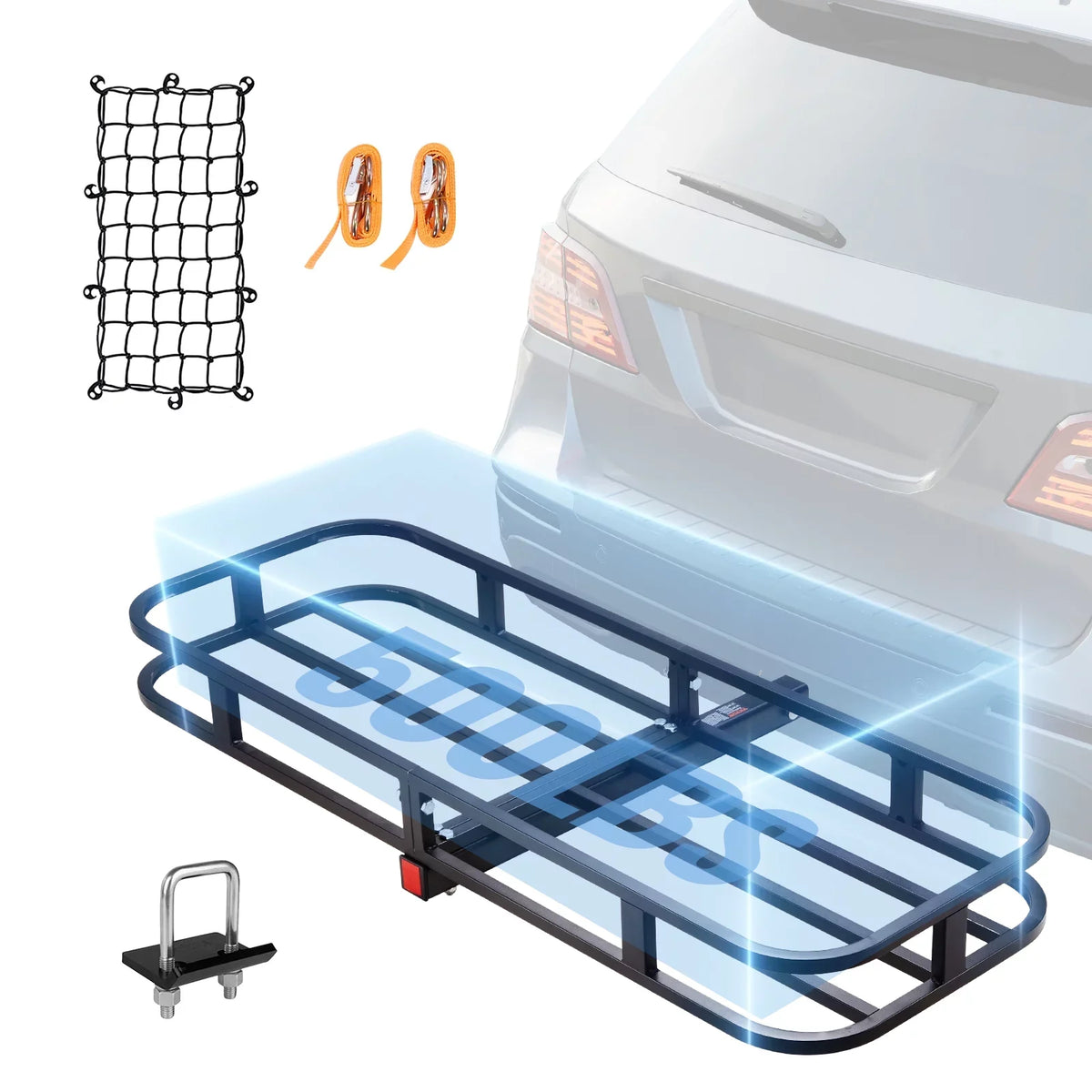 Net Fits 2" 500lb Mount Receiver Cargo Carrier in Hitch & BENTISM Cargo 53x19x5