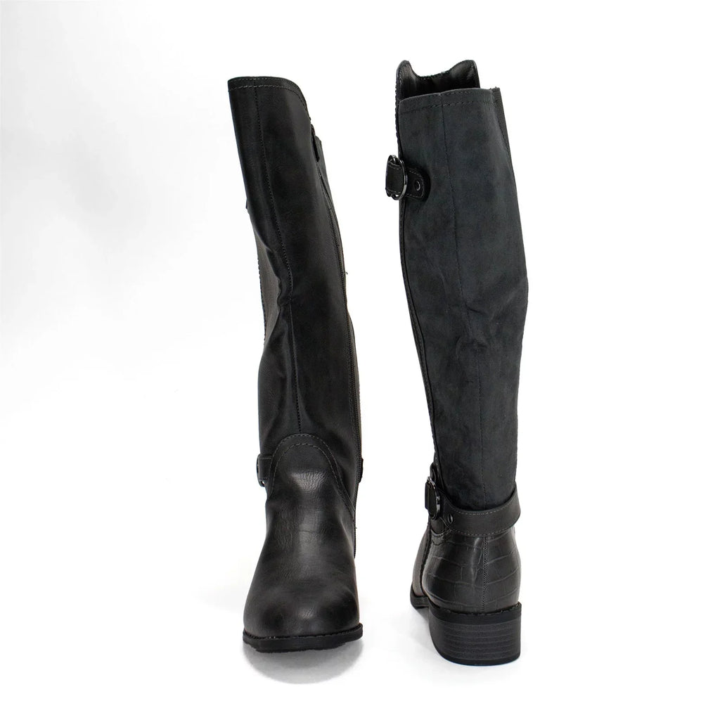 Calf Boot, Extra Wide Karen Leandraa Riding US Grey,8 Women's Scott M