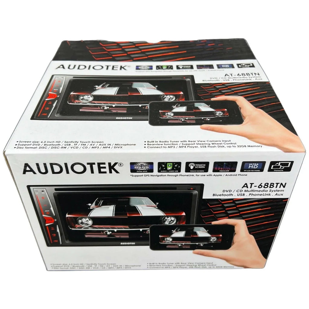 6.2" XV95BK Screen Rearview Radio Link+ Mirror Bundle Audiotek Camera AT-68BTN Touch
