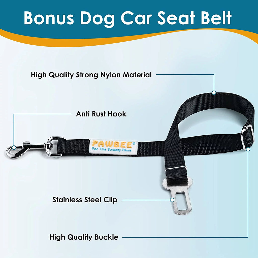 Scratchproof Hammock Front Belt & Seat PAWBEE Dog – for Cover for Trucks Dogs Seat Seat Mesh with Covers Car Window & Nonslip Seat Waterproof with Cars SUV, Car – – for Bonus Dog Covers Car Dogs Car