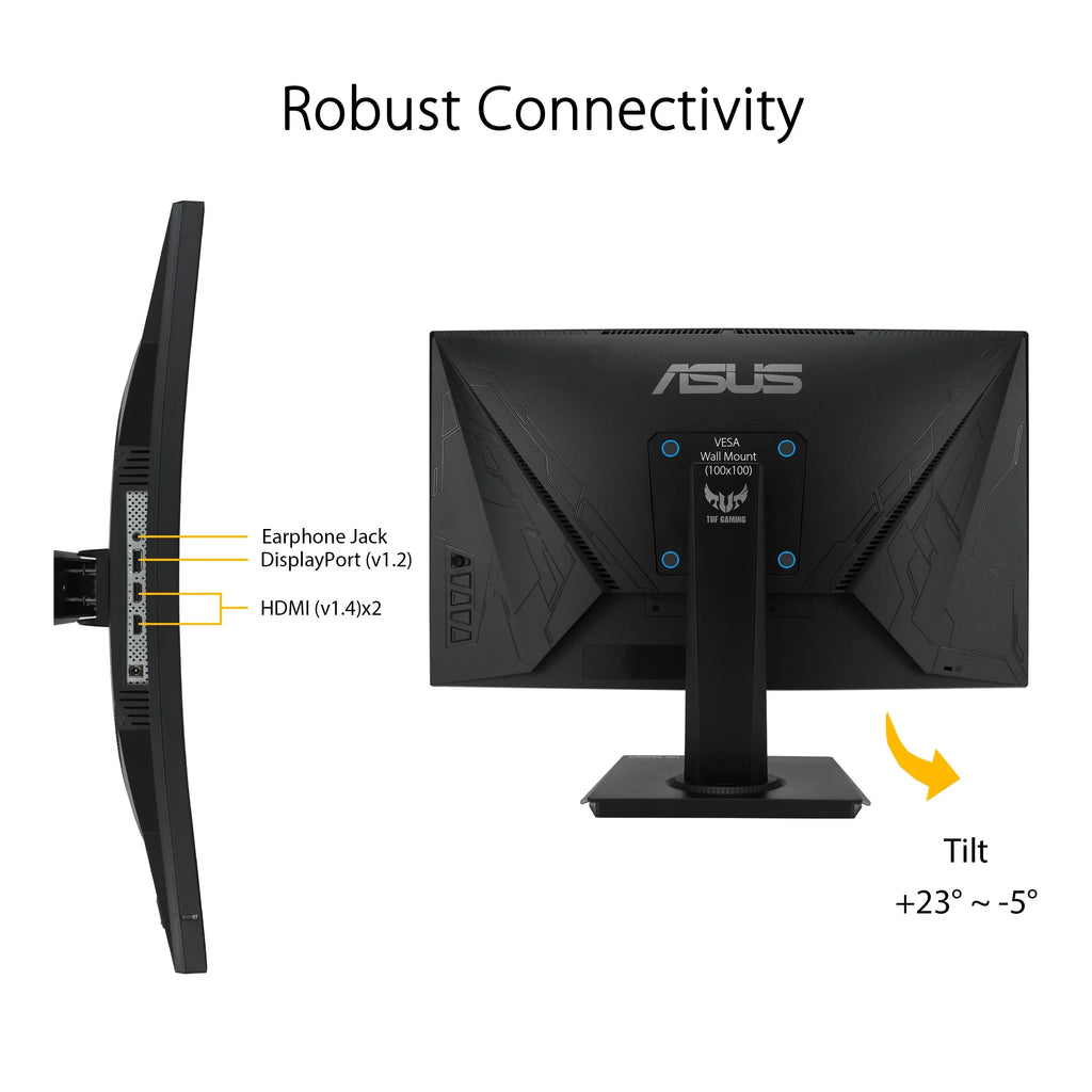 '- Extreme Motion Low 165Hz, 1ms, Adaptive-Sync, Boost, 23.6" ASUS Mountable, Premium, Gaming TUF Shadow Full Blur, Curved DisplayPort, - VESA HDMI 1080P VG24VQE FreeSync HD, Gaming Monitor,