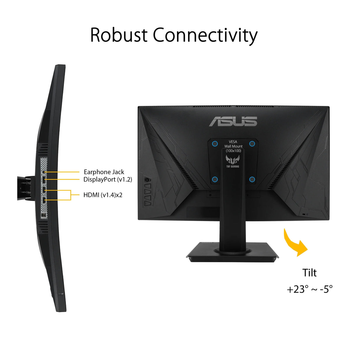 '- Extreme Motion Low 165Hz, 1ms, Adaptive-Sync, Boost, 23.6" ASUS Mountable, Premium, Gaming TUF Shadow Full Blur, Curved DisplayPort, - VESA HDMI 1080P VG24VQE FreeSync HD, Gaming Monitor,