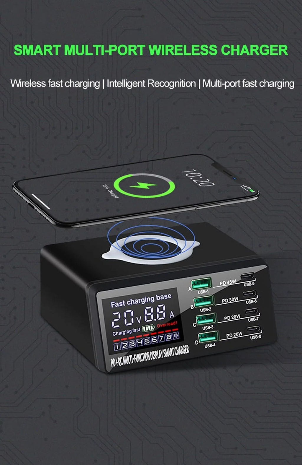 12 USB Phone Charging PD 11 Fast Charger iPhone 13 Charger Huawei USB Charger Adapter Station Xiaomi For 110W RIWPKFH Wireless C