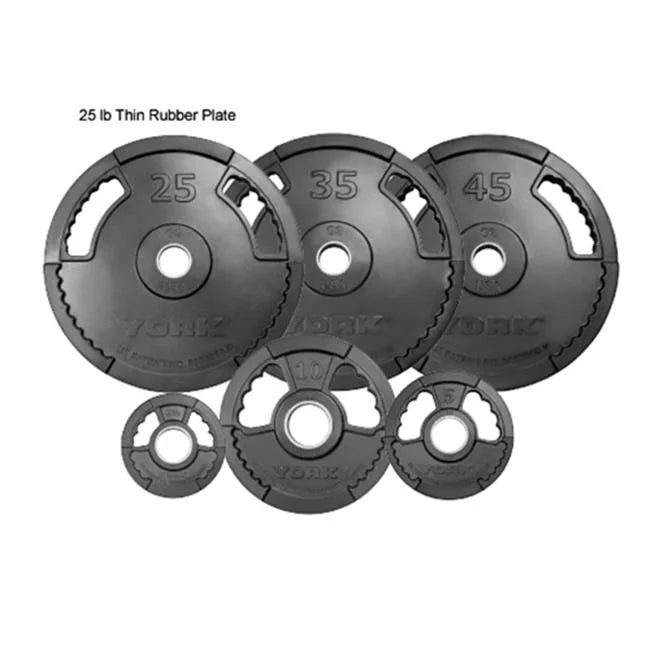 Set Line 300 lbs Grip G2 Barbell Thin Dual Encased York Rubber -