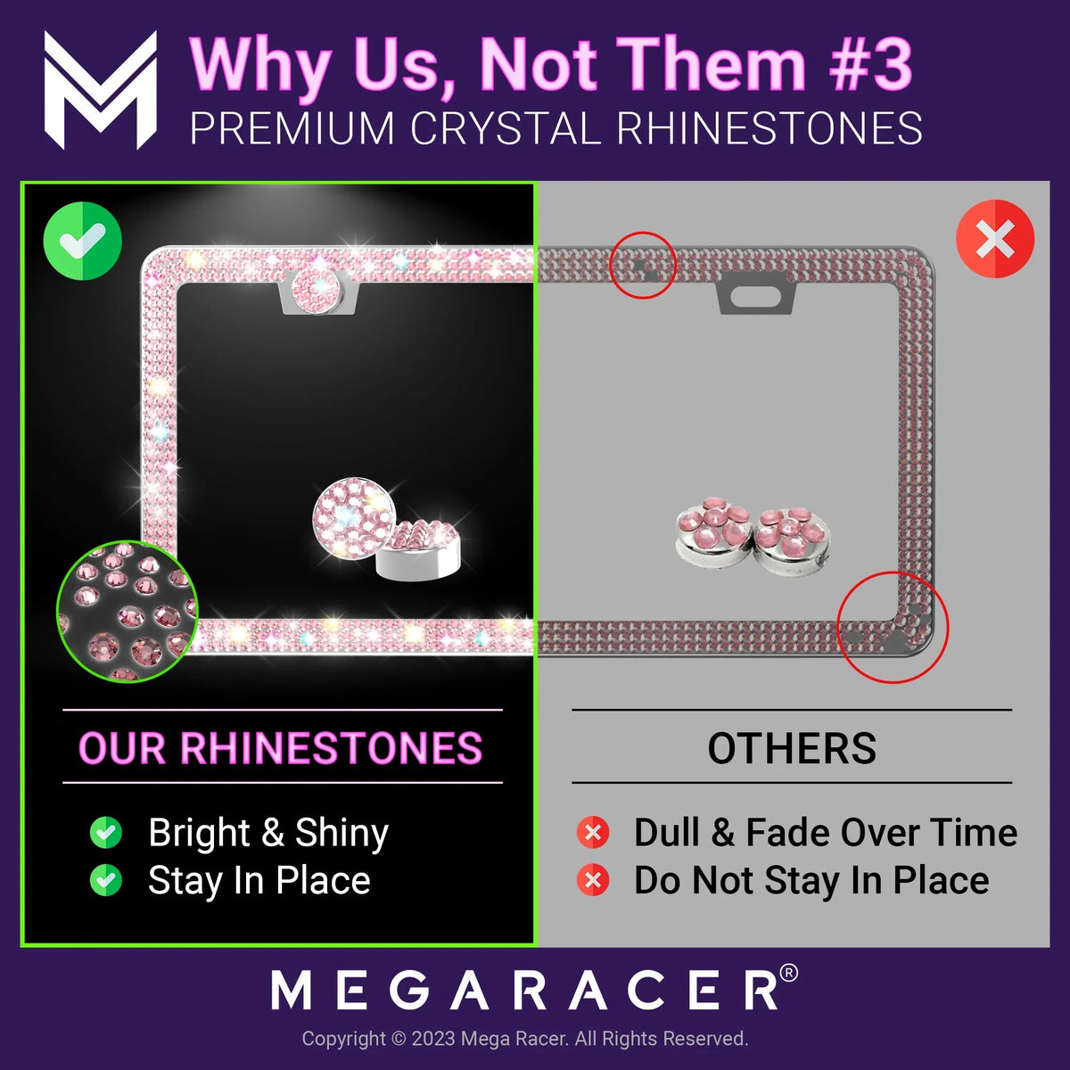 Mounting Rhinestones, Mazda Holes Pink Screws, Plate Diamond Sparkly Mega Car 23 Frames Mazda CX-50 Frame CX-50 2 with Racer 2023 License License Plate Bling