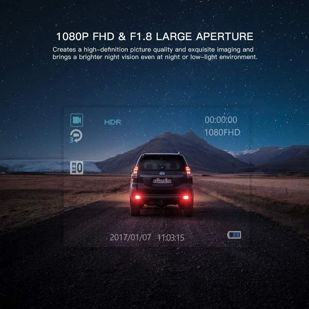 1080P Dash Full Angle, APEMAN Wide HD 170° Cam Vision Driving Car Loop Recorder Night Recording, Mini Detection, G-Sensor, Motion