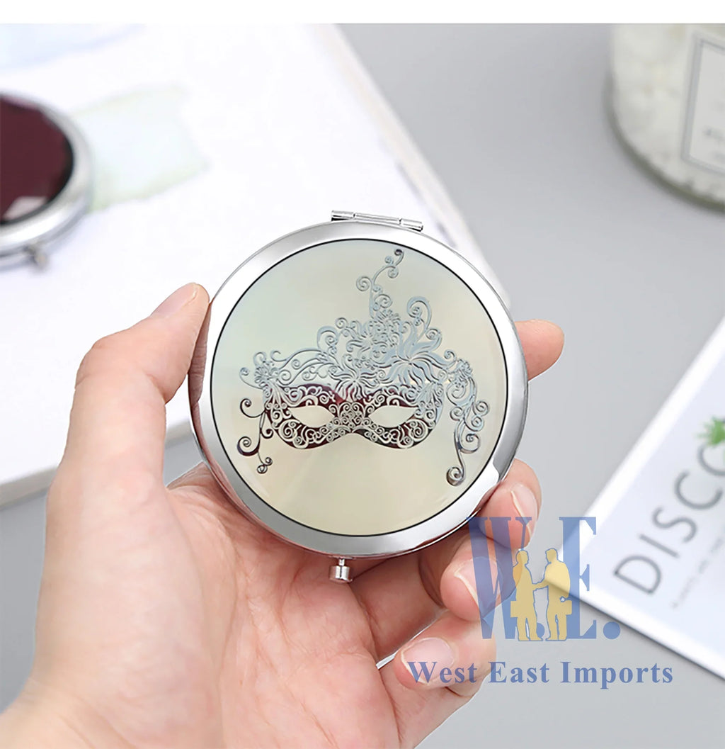 GG090S/G Compact Mirrors Quinceanera/ - Favors Shower/ Mask 16/ Bridal Masquerade Birthday for Silver Pcs Guests 12 Sweet