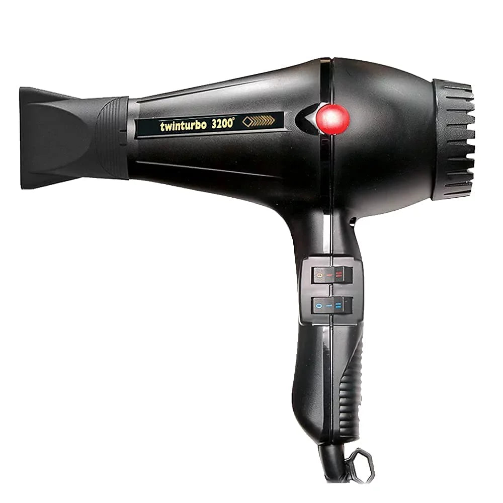 Power Turbo 2: (1) 3200 Turbo Hair Designs (1) Bundle Metal and Mesh Black M Hair Diffuser Twin Dryer