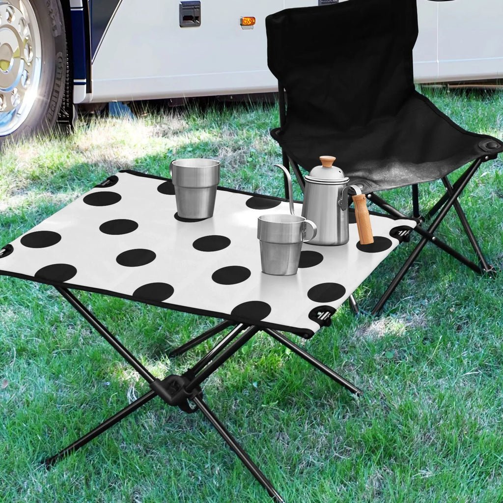 for Compact exterior Camping Table Dots Table Polka Bag Picnic Portable Fishing Beach BBQ Table Storage Foldable with Hiking Black