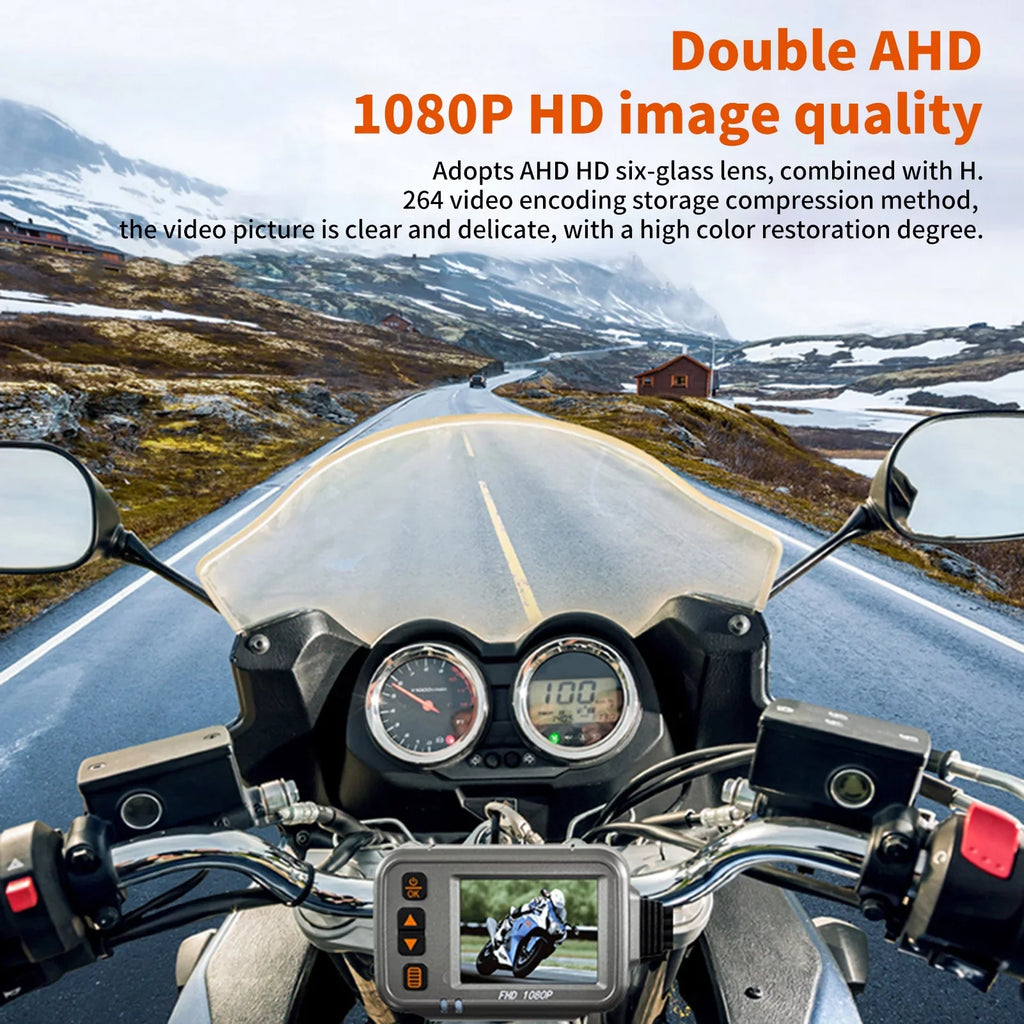 the Detail on Parking Apexeon Body Capture Vision， WiFi 1080p Motorbike Waterproof Cam, Dash Camera, Monitoring, Dual Every Night Motorcycle Full Road
