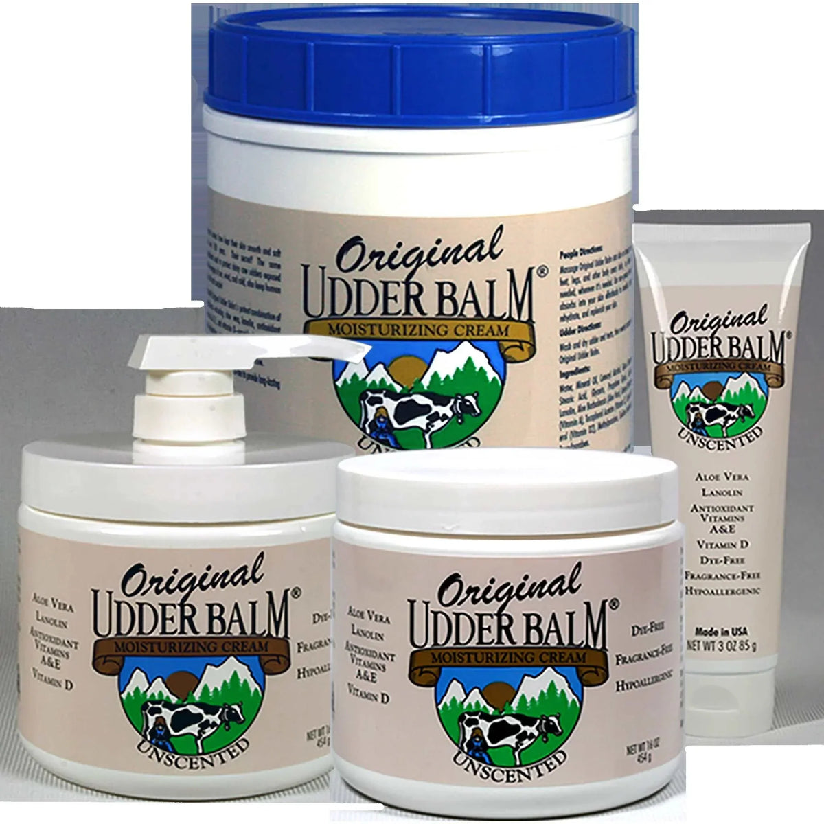 Unscented 64oz Aloe & Udder Balm Original Moisturizing Tub. Lanolin Cream Refill with