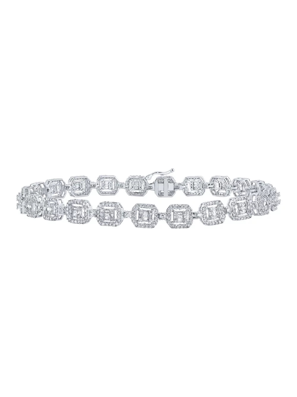 Square Diamond Jewelry Mens White Worldwide Bracelet 4 Baguette 10k Link Gold Macey Ctw