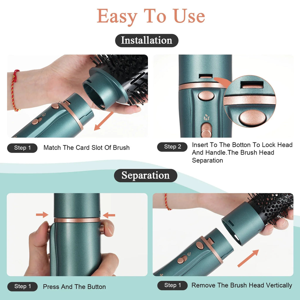 Drying/ Straightening/ Brush Set in Brush, Curling/ Air Hot Blow Ion Styling Dryer Styler Volumizer, 5 Detachable Hair & Hair Pretfy Negative for 1 Dryer