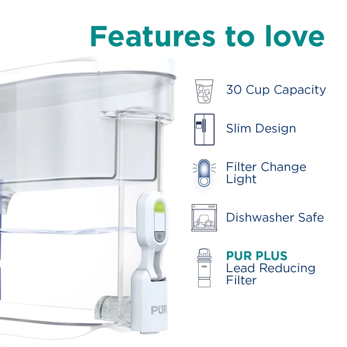 System, Filtration Dispenser Replacement Pitcher PUR 30 All Cup Fits White/Blue, Filters Plus liquid