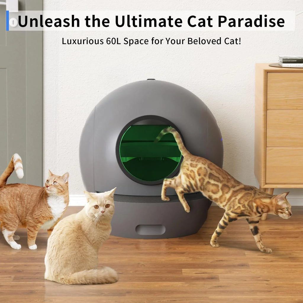 Litter Self Cat Box Control Multiple ELS PET Cats Cat Automatic Version] for Litter Box APP Cleaning [Upgraded